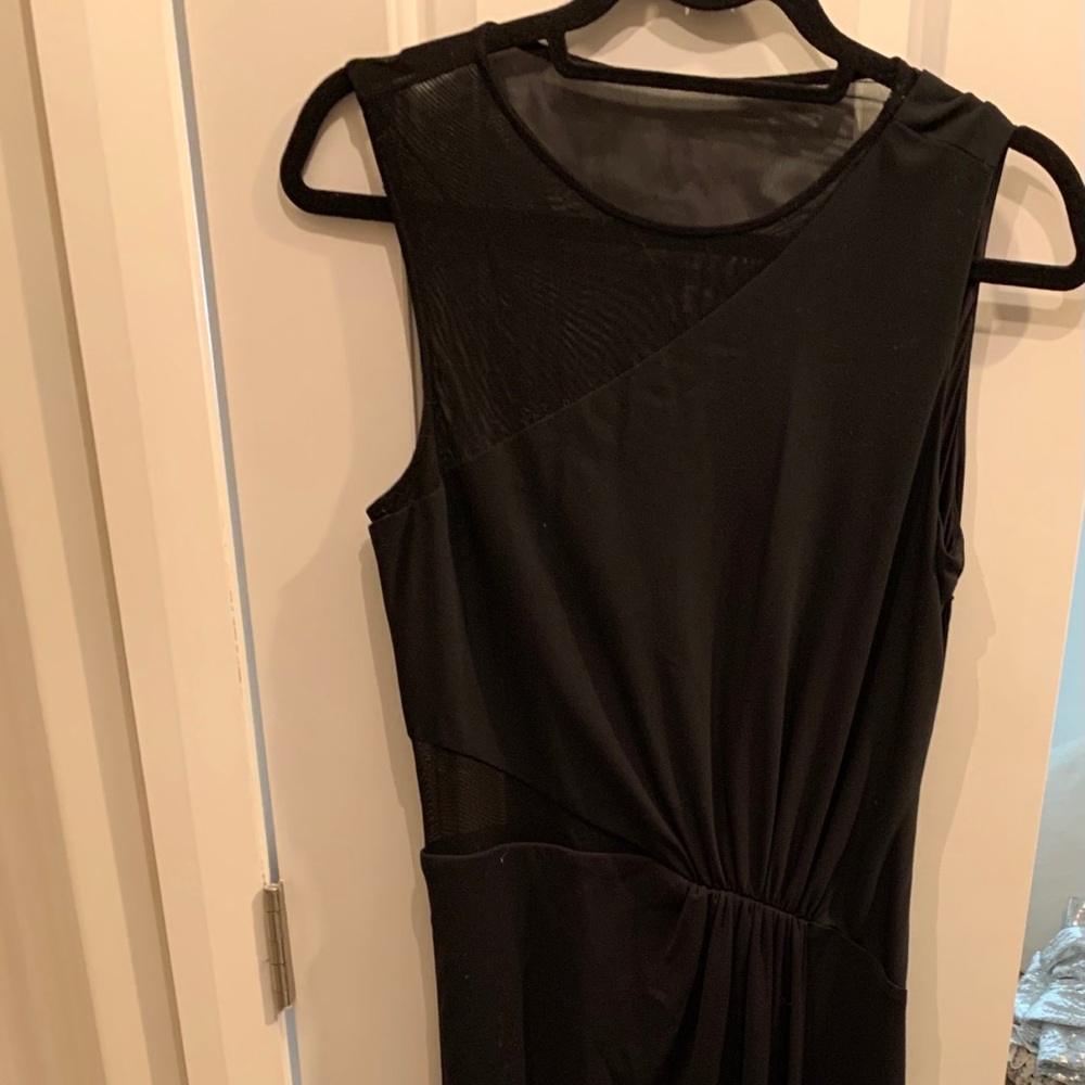 Halston Heritage Black Long Dress - Mesh Cutouts